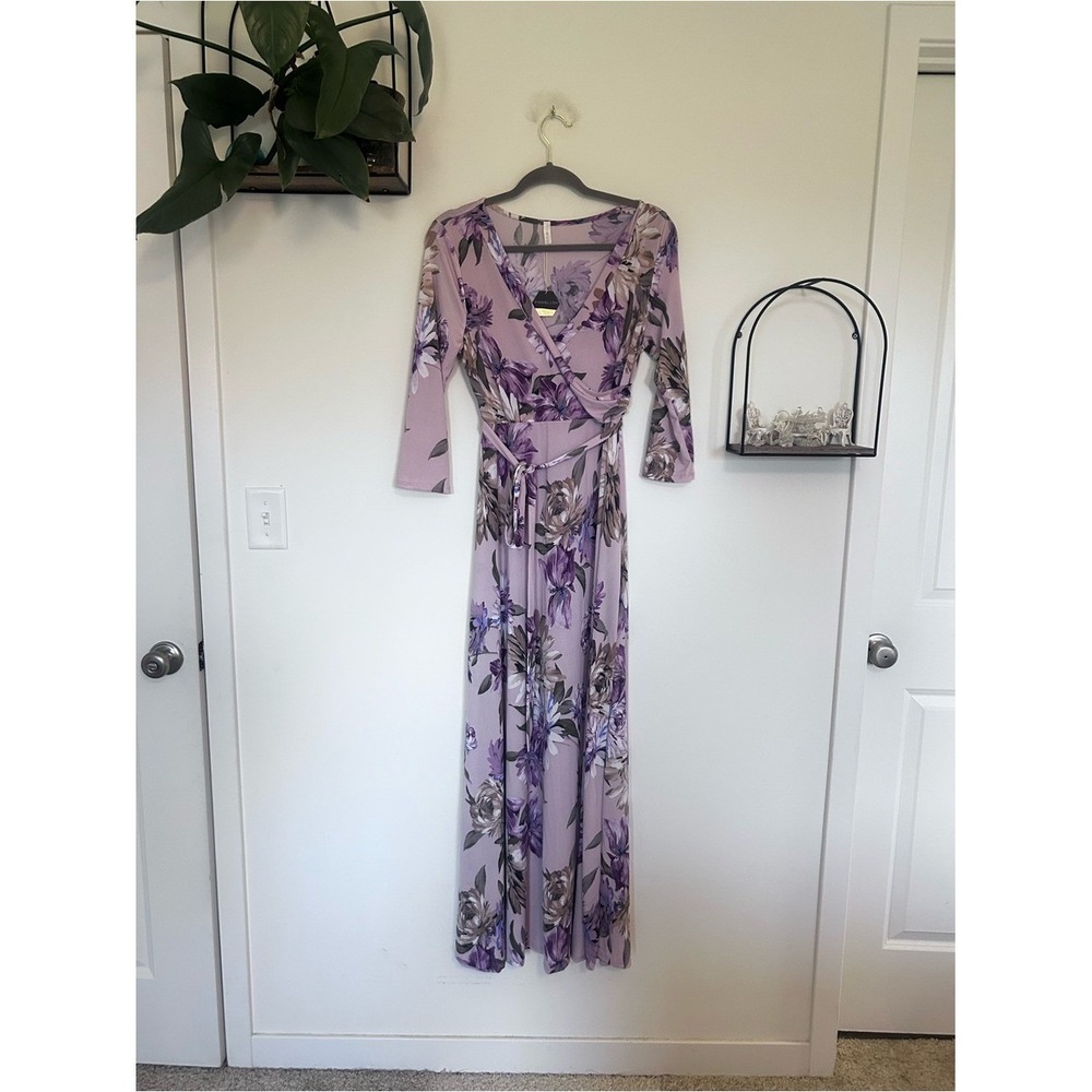 NWT PinkBlush Floral Print V Neck Long Sleeve Maternity Maxi Dress Size Large